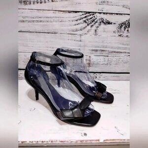 Marc Fisher Tierra Bow Heels in Black Leather 6.5M Stiletto Office Dressy‎